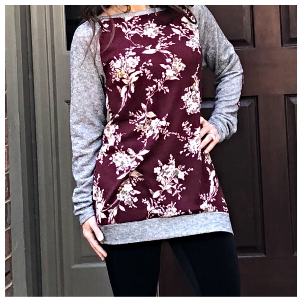 Raglan sleeves elbow patch long sleeves top - Picture 4 of 4